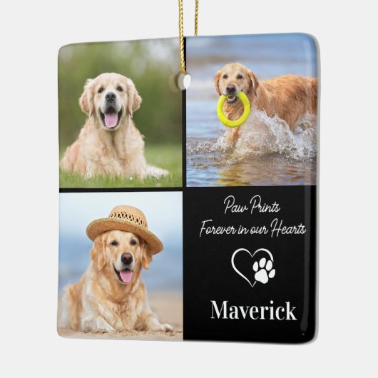 Dog Memorial Pet Loss gepersonaliseerd 3 fotocolla Keramisch Ornament (Links)