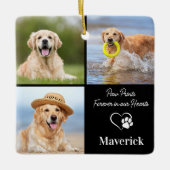 Dog Memorial Pet Loss gepersonaliseerd 3 fotocolla Keramisch Ornament (Voorkant)