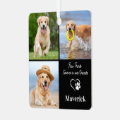 Dog Memorial Pet Loss gepersonaliseerd 3 fotocolla Metalen Ornament (Voorkant links)