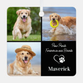 Dog Memorial Pet Loss gepersonaliseerd 3 fotocolla Metalen Ornament (Voorkant)