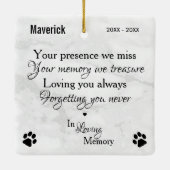 Dog Memorial Pet Loss Gepersonaliseerde sympathie  Keramisch Ornament (Achterkant)
