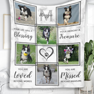Dog Memorial - Pet Loss Gift Monogram Dog Keepslag Fleece Deken