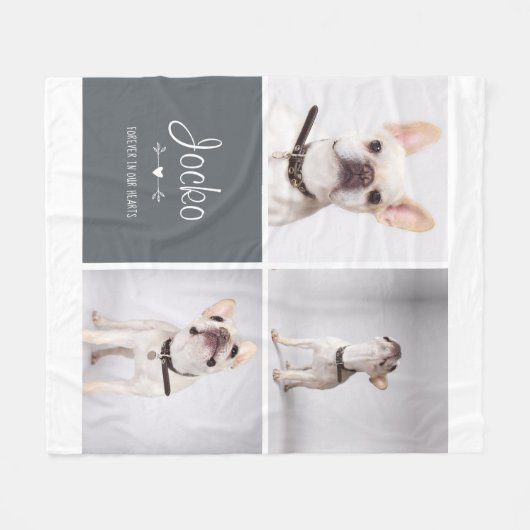 Dog Memorial Pet Loss Keepomwille Photo Collage Fleece Deken (Voorkant (Horizontaal))