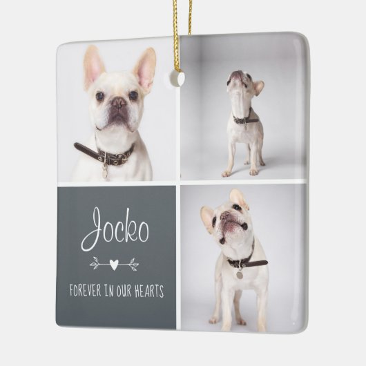 Dog Memorial Pet Loss Keepomwille Photo Collage Keramisch Ornament (Links)
