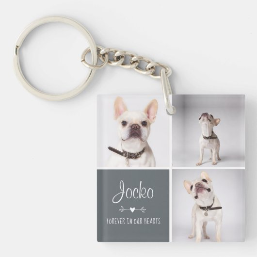 Dog Memorial Pet Loss Keepomwille Photo Collage Sleutelhanger (Voorkant)