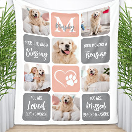 Dog Memorial Pet Loss Modern Colour Photo Collage Fleece Deken