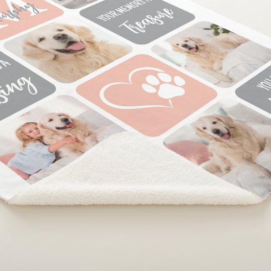 Dog Memorial Pet Loss Modern Colour Photo Collage Sherpa Deken (3/4)