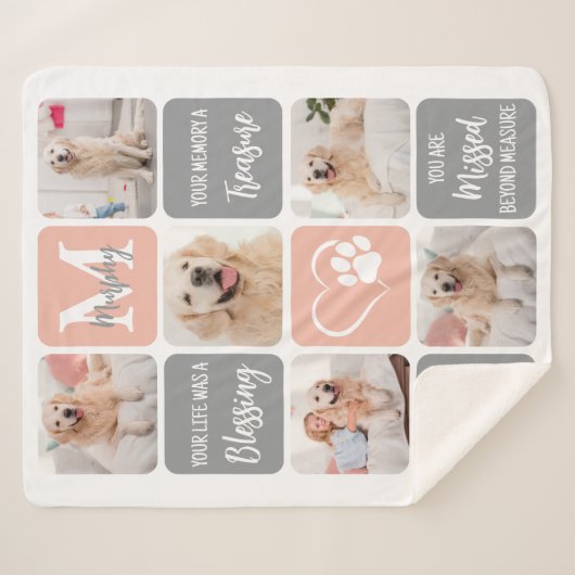 Dog Memorial Pet Loss Modern Colour Photo Collage Sherpa Deken (Voorkant (horizontaal))