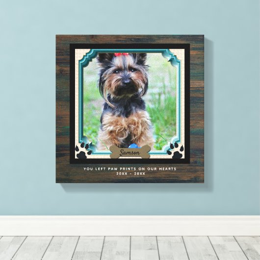 Dog Memorial PHOTO Canvas Paw Print on Our Height (Insitu (Houten vloer))