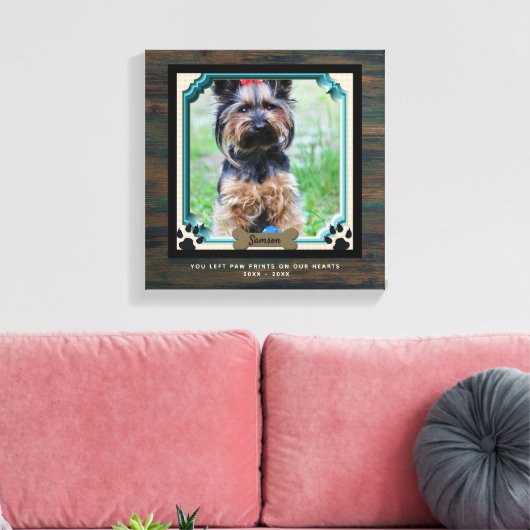 Dog Memorial PHOTO Canvas Paw Print on Our Height (Insitu (Woonkamer))