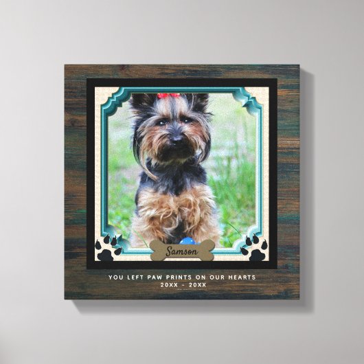 Dog Memorial PHOTO Canvas Paw Print on Our Height (Voorkant)