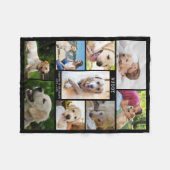 Dog Memorial Photo Collage Name Dates Black Fleece Deken (Voorkant (Horizontaal))