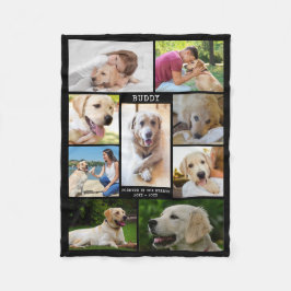 Dog Memorial Photo Collage Name Dates Black Fleece Deken