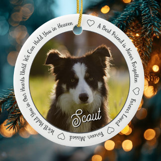 Dog Memorial Photo Forever Loved & Missed Keepsake Keramisch Ornament