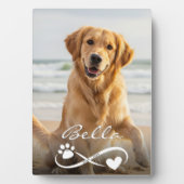 Dog Memorial Photo Paw Heart Infinity Keepsake Fotoplaat (voorkant)