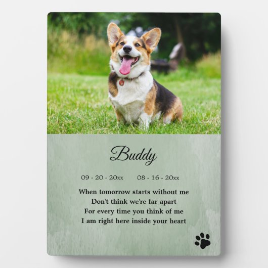 Dog Memorial Photo Quote Keepomwille Fotoplaat (voorkant)