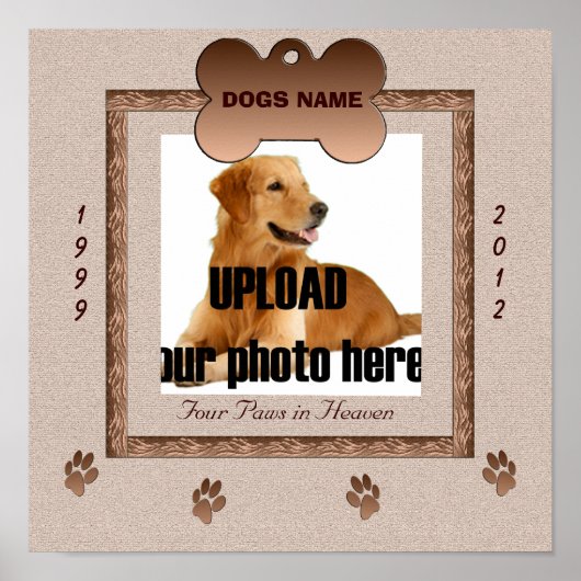 Dog Memorial Print - bruine tafels (Voorkant)