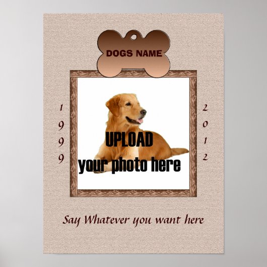 Dog Memorial Print - bruine tafels (Voorkant)