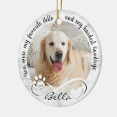 Dog Memorial Quote 2 Foto Pawprint Heart Infinity Keramisch Ornament (Links)