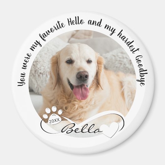 Dog Memorial Quote 2 Foto Pawprint Heart Infinity Magneet (Voorkant)