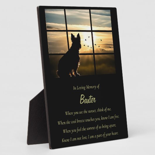 Dog Memorial Spiritueel gedicht Sunset Custom Name Fotoplaat (Zijkant)