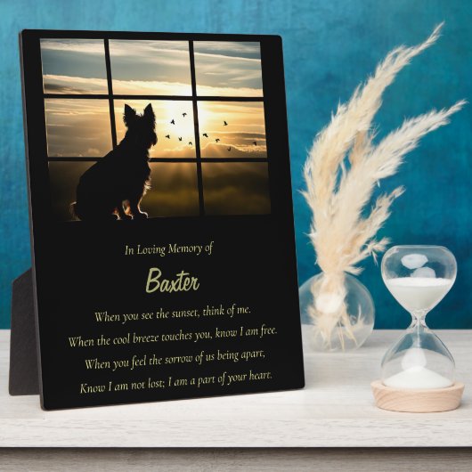 Dog Memorial Spiritueel gedicht Sunset Custom Name Fotoplaat (Zijkant)