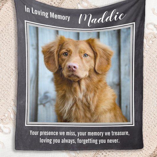 Dog Memorial Sympathy Quote - Pet Loss - Pet Photo Fleece Deken