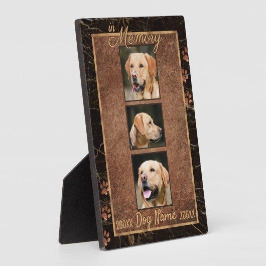 Dog Memory Marble Rustic Gold Keepomwille Fotoplaat (Zijkant)