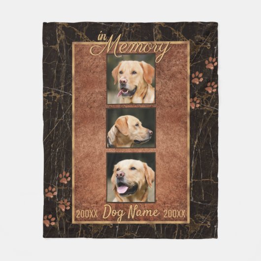 Dog Memory Marble Rustic Memorial Fleece Deken (Voorkant)