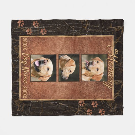 Dog Memory Marble Rustic Memorial Fleece Deken (Voorkant (Horizontaal))
