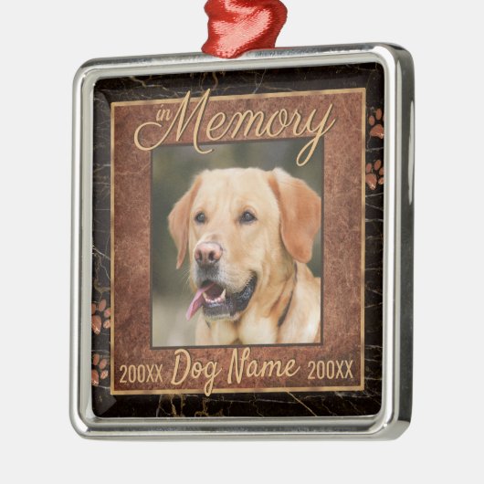 Dog Memory Marble Rustic Memorial Keepslag Metalen Ornament (Links)