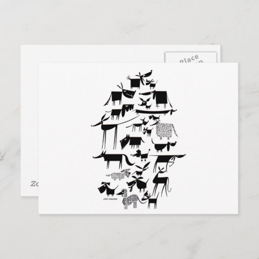 Dog Menagerie Briefkaart (Voorkant / Achterkant)