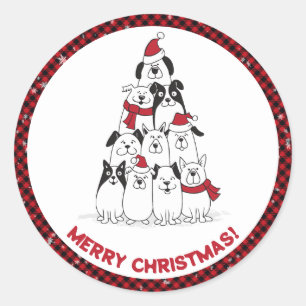 Dog Merry Kerstmis Ronde Sticker