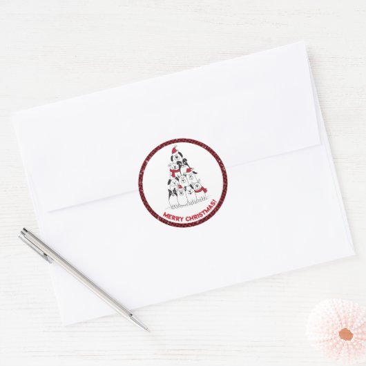 Dog Merry Kerstmis Ronde Sticker (Envelop)