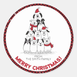 Dog Merry Kerstmis Ronde Sticker