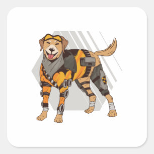 Dog met armor, Robot Dog, Cyborg Dog Vierkante Sticker