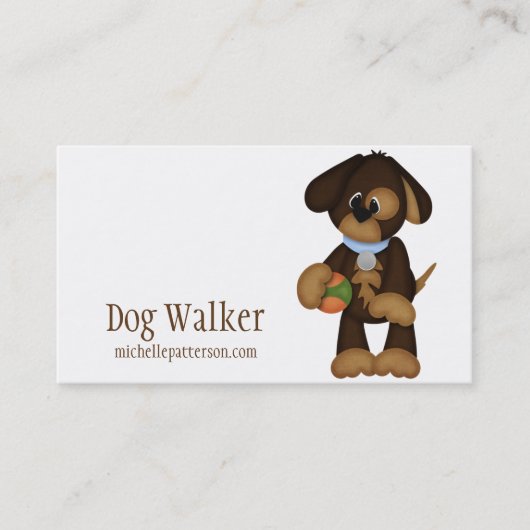 Dog met Ball Dog Walker Pet Sitter Visitekaartjes (Voorkant)