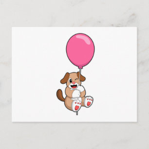 Dog met ballon briefkaart