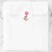 Dog met ballon ronde sticker (Tas)