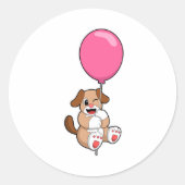 Dog met ballon ronde sticker (Voorkant)