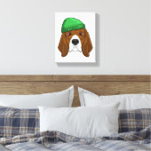 Dog met Beanie Canvas Afdruk (Insitu (Slaapkamer))