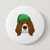 Dog met Beanie Ronde Button 7,6 Cm (Voorkant)