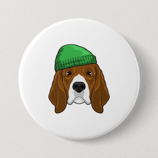 Dog met Beanie Ronde Button 7,6 Cm (Voorkant)