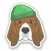 Dog met Beanie Sticker (Voorkant)