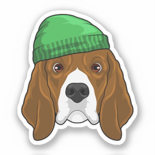Dog met Beanie Sticker (Voorkant)