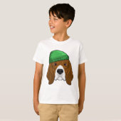 Dog met Beanie T-shirt (Voorkant volledig)