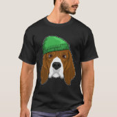 Dog met Beanie T-shirt (Voorkant)