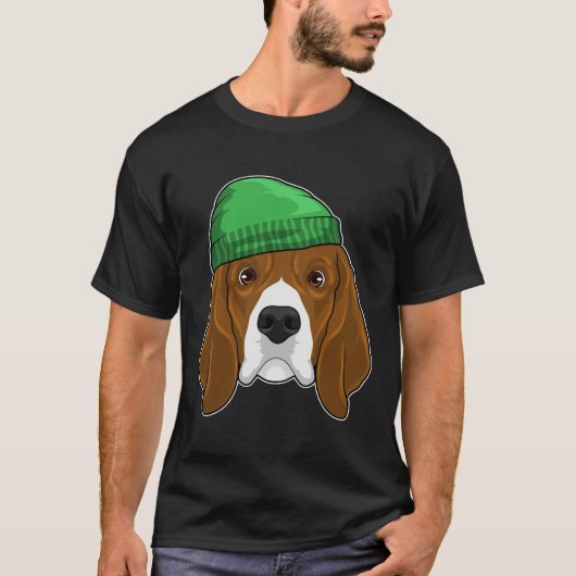 Dog met Beanie T-shirt (Voorkant)
