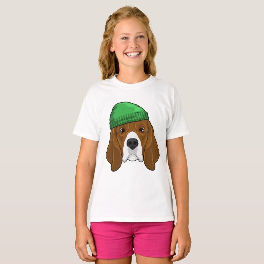 Dog met Beanie T-shirt (Voorkant volledig)