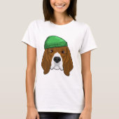 Dog met Beanie T-shirt (Voorkant)